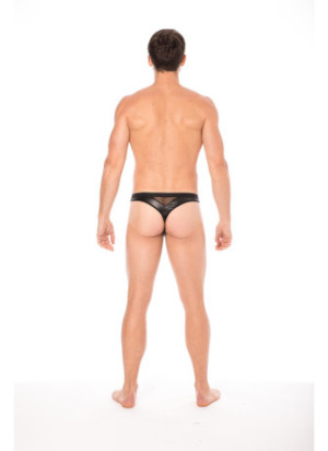 String simili cuir noir et résille noir - LM2005-57BLK